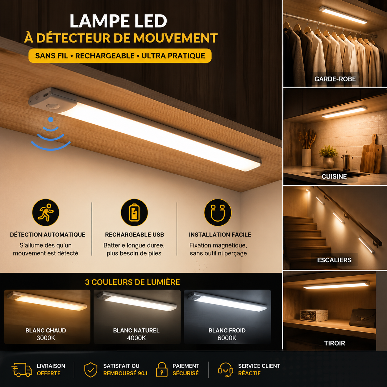 Lampe LED sans fil avec détecteur de mouvement NuitLed